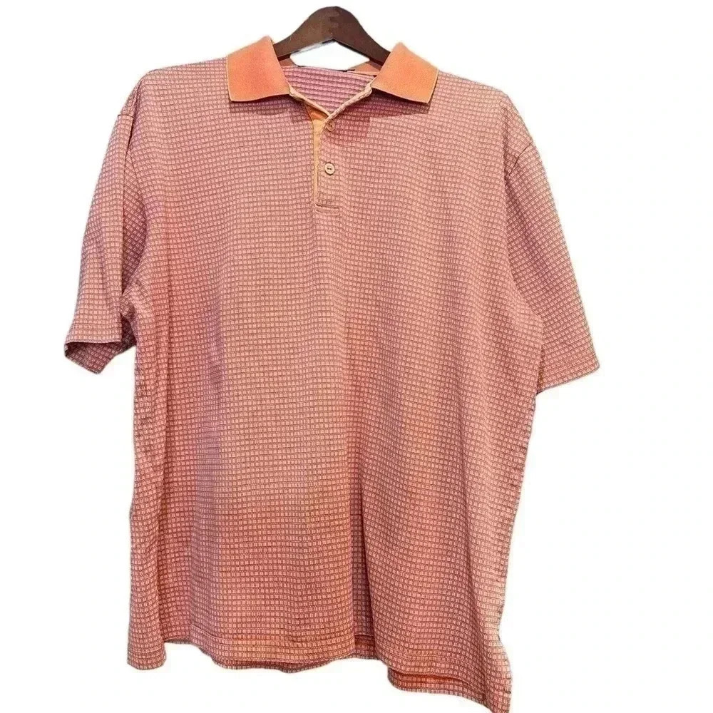 Bugatchi Mens polo Orange/Blue Size L